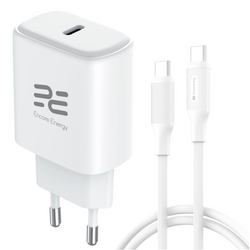 Ładowarka sieciowa GaN 20W USB-C QC PD Encore Energy MD-2083ZB + kabel 2x USB-C 100cm