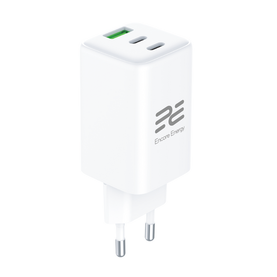 Ładowarka sieciowa GaN 65W USB-A + 2x USB-C QC PD Encore Energy MD-6583Z + kabel 2x USB-C 100cm