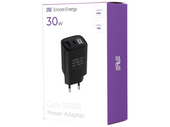 Ładowarka sieciowa Encore Energy GaN QC 4+ PD 3.0 USB-A USB-C 30W GaN-3083R z wyświetlaczem + kabel USB-A USB-C 2m