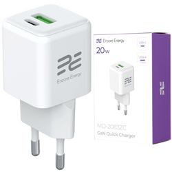 Ładowarka sieciowa GaN 20W USB-A USB-C QC PD Encore Energy MD-2083ZC