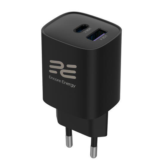 Ładowarka sieciowa Encore Energy GaN QC 4+ PD 3.0 USB-A USB-C 45W GaN-4583R + kabel USB-A USB-C 2m