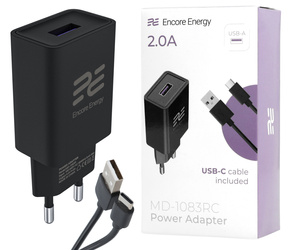 Ładowarka sieciowa Encore Energy USB-A 10W + kabel USB-C ładowarka uniwersalna MD-1083RC