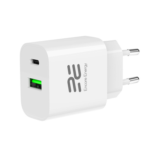 Ładowarka sieciowa Encore Energy PD 3.0 Quick Charge 4.0 USB-A USB-C 20W adapter MD-2083R + kabel 2x USB-C 50cm