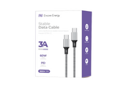 Kabel Encore Energy USB-C x2 3A przewód QC PD 60W do ładowania i transferu danych 300 cm braided czarno-biały EE118-CC