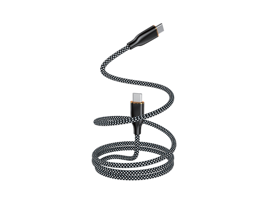 Magnetyczny kabel Encore Energy USB-C x2 przewód QC PD 3A 60W do ładowania i transferu danych 100 cm braided czarno-biały EE126-CC