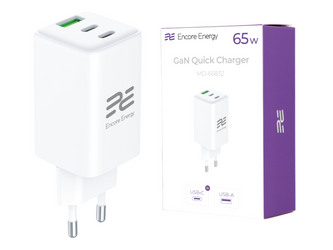 Ładowarka sieciowa GaN 65W USB-A + 2x USB-C QC PD Encore Energy MD-6583Z