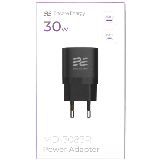 Ładowarka sieciowa Encore Energy PD 3.0 Quick Charge 4.0 USB-A USB-C 30W adapter MD-3083R