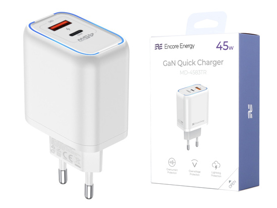 Ładowarka sieciowa Encore Energy PD 3.0 Quick Charge 4.0 USB-A USB-C 45W MD-4583TR