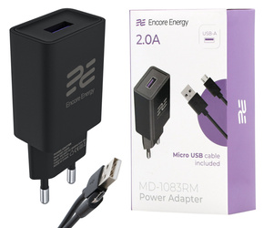 Ładowarka sieciowa Encore Energy USB-A 10W + kabel micro USB ładowarka uniwersalna MD-1083RM