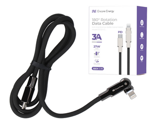 Kabel Encore Energy USB-C Lightning z ruchomą wtyczką QC PD 3A 27W do ładowania i transferu danych 100 cm braided EE122-CL