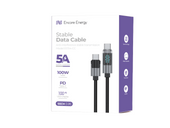 Encore Energy kabel z wyświetlaczem USB-C x2 5A przewód QC PD 100W do ładowania i transferu danych 100 cm braided czarny EE154-CC