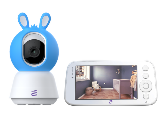 Inteligentna kamera niania WiFi obrotowa FHD alarm kołysanki + monitor Encore View Baby Guard Blue