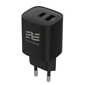 Ładowarka sieciowa Encore Energy GaN QC 4+ PD 3.0 USB-A USB-C 30W GaN-3083R z wyświetlaczem