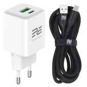 Ładowarka sieciowa GaN 30W USB-A USB-C QC PD Encore Energy MD-3083Z + kabel USB-A USB-C 2m