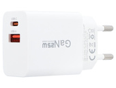 Ładowarka sieciowa Encore Energy GaN QC PD USB-A 18W USB-C 25W MD-2583R + kabel USB-A USB-C 2m