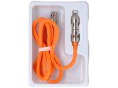 Kabel Encore Energy 4w1 z podświetlanymi wtyczkami USB-C USB-A Lightning 3A przewód QC PD 60W do ładowania i transferu danych 100 cm pomarańczowy EE144