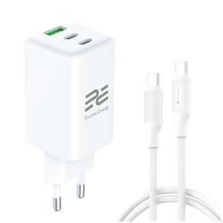 Ładowarka sieciowa GaN 65W USB-A + 2x USB-C QC PD Encore Energy MD-6583Z + kabel 2x USB-C 100cm