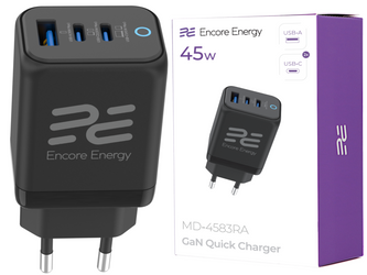 Ładowarka sieciowa 45W USB-A + 2x USB-C QC PPS PD Encore Energy MD-4583RA