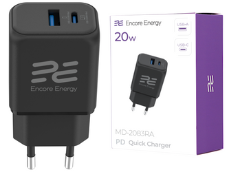 Ładowarka ładowarka sieciowa Encore Energy PD 3.0 Quick Charge 4.0 USB-A USB-C 20W adapter MD-2083RA