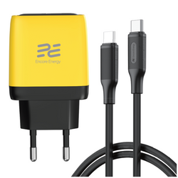 Ładowarka sieciowa Encore Energy GaN QC PD USB-A 18W USB-C 45W MD-4583RD + kabel USB-C 2m
