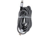 Kabel Encore Energy USB-C Lightning 3A przewód QC PD 27W do ładowania i transferu danych 300 cm braided czarno-biały EE118-CL
