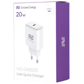 Ładowarka sieciowa GaN 20W USB-C QC PD Encore Energy MD-2083ZB + kabel 2x USB-C 50cm