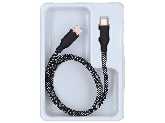Magnetyczny kabel Encore Energy USB-C x2 przewód QC PD 3A 60W do ładowania i transferu danych 100 cm braided czarno-biały EE126-CC