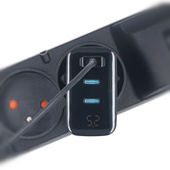 Ładowarka sieciowa Encore Energy GaN QC 4+ PD 3.0 USB-A USB-C x2 65W MD-6583R z wyświetlaczem