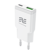 Ładowarka sieciowa SLIM GaN 20W USB-A USB-C QC PD Encore Energy MD-2083ZA + kabel 2x USB-C 50cm