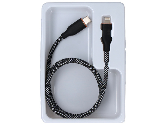 Magnetyczny kabel Encore Energy USB-C Lightning przewód QC PD 3A 27W do ładowania i transferu danych 100 cm braided czarno-biały EE126-CL