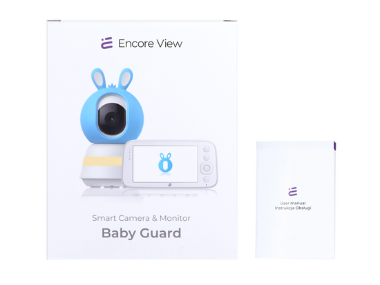 Inteligentna kamera niania WiFi obrotowa FHD alarm kołysanki + monitor Encore View Baby Guard Blue