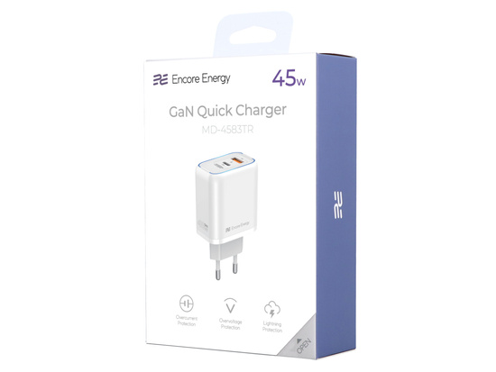 Ładowarka sieciowa Encore Energy PD 3.0 Quick Charge 4.0 USB-A USB-C 45W MD-4583TR