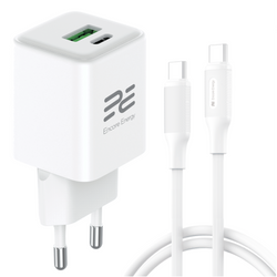 Ładowarka sieciowa GaN 30W USB-A USB-C QC PD Encore Energy MD-3083Z + kabel 2x USB-C 50cm