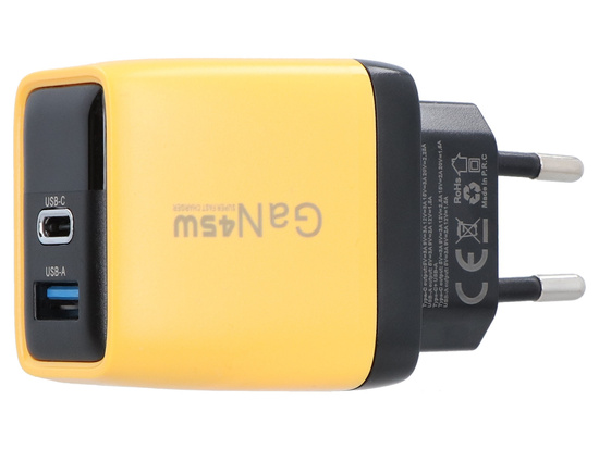 Ładowarka sieciowa Encore Energy GaN QC PD USB-A 18W USB-C 45W MD-4583RD + kabel USB-A USB-C 2m