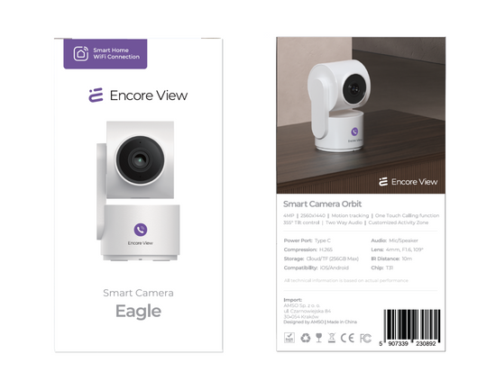 Inteligentna kamera domowa WiFi PTZ 4Mpx FHD 3x Zoom IR night vision USB-C Eagle Encore View