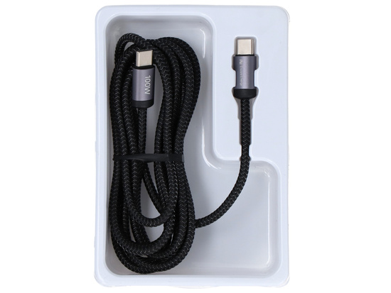 Kabel Encore Energy USB-C x2 5A przewód QC PD 100W do ładowania i transferu danych 200 cm braided czarny EE121-CC-2M
