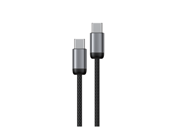 Kabel Encore Energy USB-C x2 5A przewód QC PD 100W do ładowania i transferu danych 100 cm braided czarny EE121-CC-1M