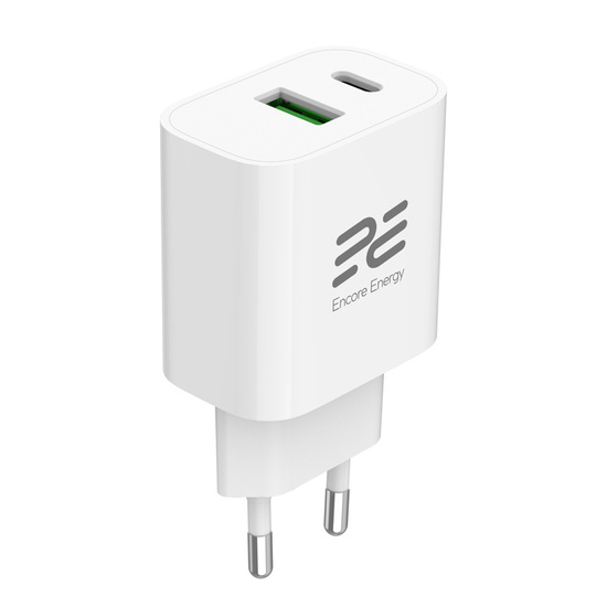 Ładowarka sieciowa Encore Energy PD 3.0 Quick Charge 4.0 USB-A USB-C 20W adapter MD-2083R + kabel 2x USB-C 50cm