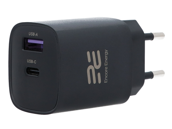 Ładowarka sieciowa Encore Energy GaN QC 4+ PD 3.0 USB-A USB-C 45W GaN-4583R + kabel USB-C 2m