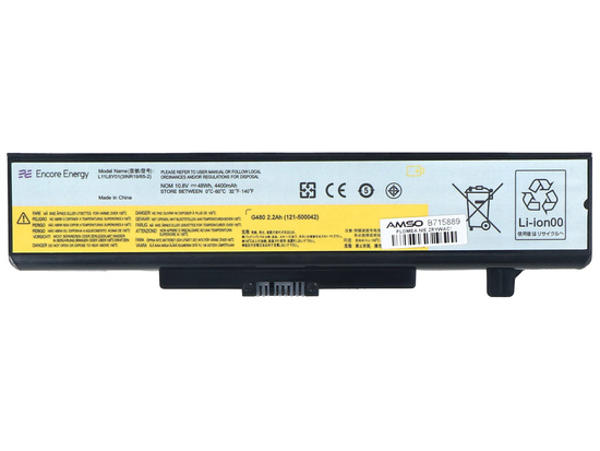 Bateria Encore Energy do Lenovo G500 G510 G580 G710 G480 IdeaPad P580 Y480 Z480 48Wh 10.8V 4400mAh L11L6Y01
