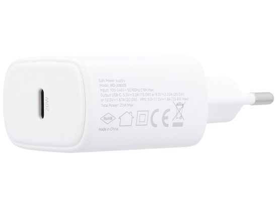Ładowarka sieciowa GaN 20W USB-C QC PD Encore Energy MD-2083ZB