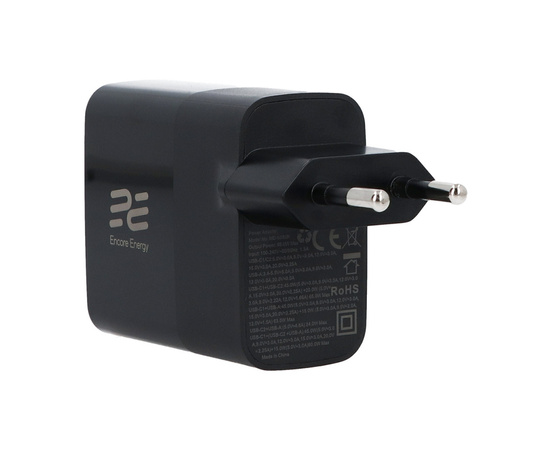 Ładowarka sieciowa Encore Energy GaN QC 4+ PD 3.0 USB-A USB-C x2 65W MD-6583R wyświetlacz + Kabel USB-C Encore Energy 2m