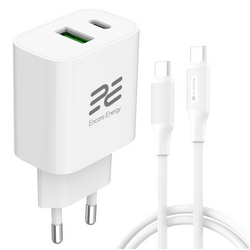 Ładowarka sieciowa Encore Energy PD 3.0 Quick Charge 4.0 USB-A USB-C 20W adapter MD-2083R + kabel 2x USB-C 50cm
