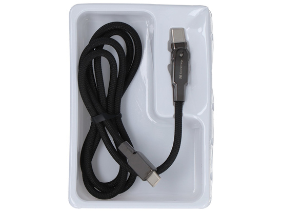 Kabel Encore Energy USB-C x2 z ruchomą wtyczką QC PD 3A 60W do ładowania i transferu danych 100 cm braided czarny EE122-CC