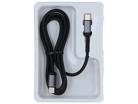 Kabel Encore Energy USB-C x2 5A przewód QC PD 100W do ładowania i transferu danych 100 cm braided czarny EE121-CC-1M