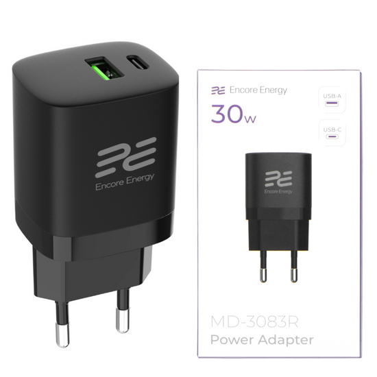 Ładowarka sieciowa Encore Energy PD 3.0 Quick Charge 4.0 USB-A USB-C 30W adapter MD-3083R