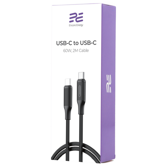 Ładowarka sieciowa Encore Energy GaN QC 4+ PD 3.0 USB-A x2 USB-C x3 140W GaN-14083R z wyświetlaczem + kabel USB-C 2m