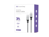 Kabel Encore Energy USB-C Lightning 3A przewód QC PD 27W do ładowania i transferu danych 300 cm braided czarno-biały EE118-CL
