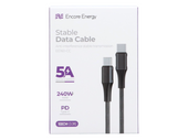 Kabel Encore Energy USB-C x2 5A przewód QC PD 240W do ładowania i transferu danych 100 cm braided szary EE160-CC