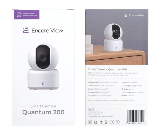 Inteligentna kamera domowa WiFi PTZ 4Mpx SHD 3x Zoom IR night vision USB-C Encore View Quantum 200